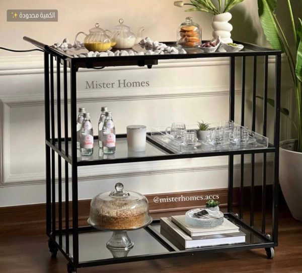 Rolling trolley with electric stove ( Glass )